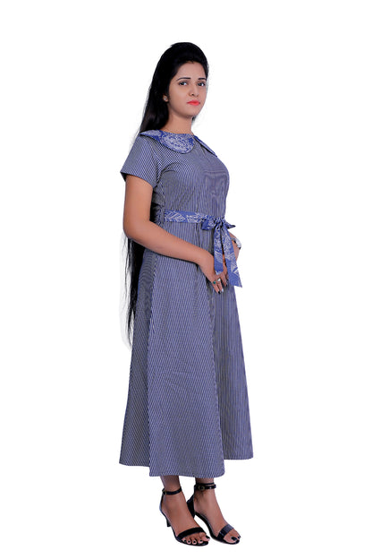 Denim Striped One Piece Dress | S3D425