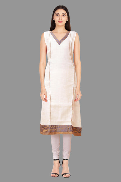 Half White Sleeveless Kurti for Women | S3K130