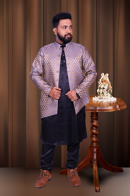 Men Grey Sherwani  Set | S3SKP1046