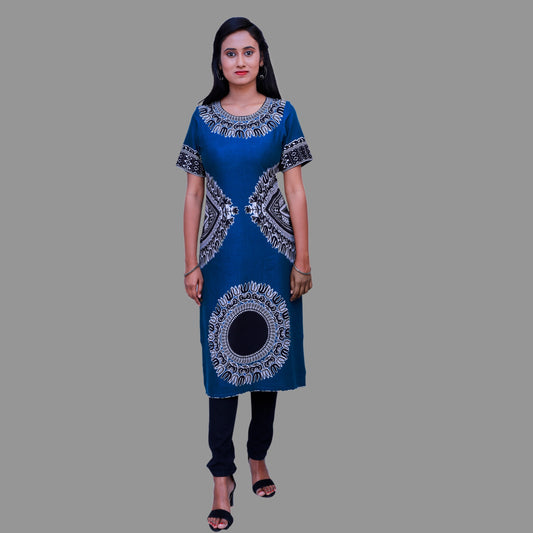 Black & Blue Trishul Printed Kurti | S3X167