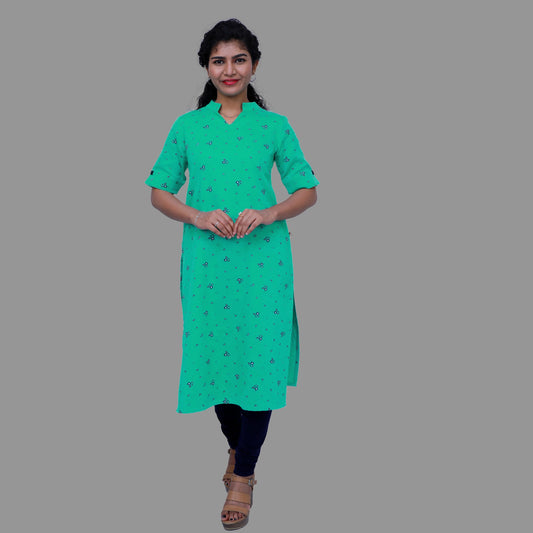 Women Floral Print Straight Kurta(GREEN) | S3X099