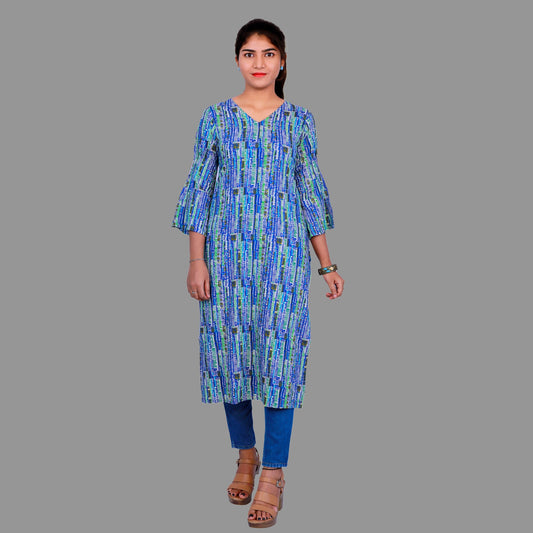 Abstract Print Straight Kurta for Women | S3X217