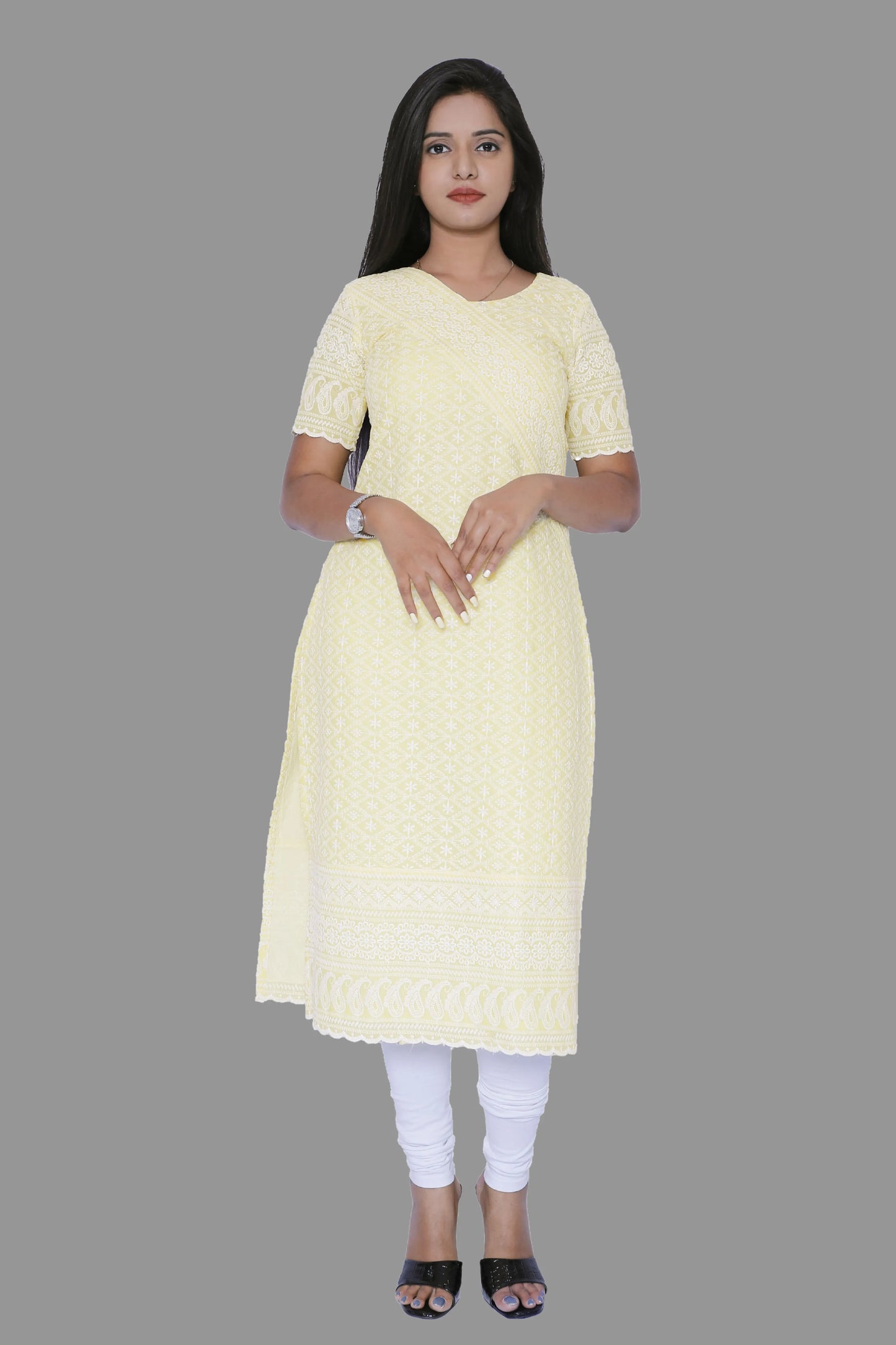 Chikankari Embroidery Straight Kurta | S3K637