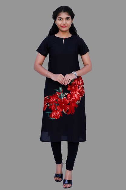 Women Printed black Kurta | S3K390